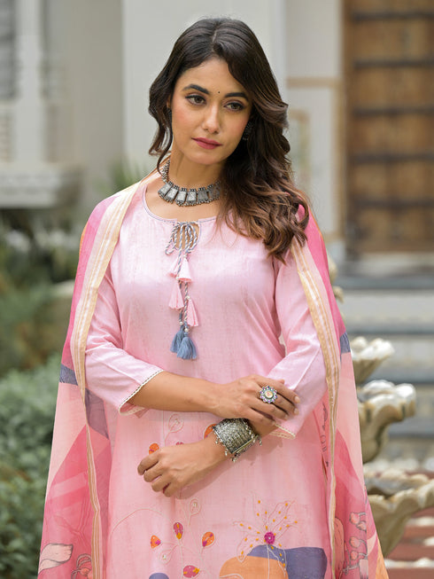 Pink Linen Pant Suit Acy8552 Back View