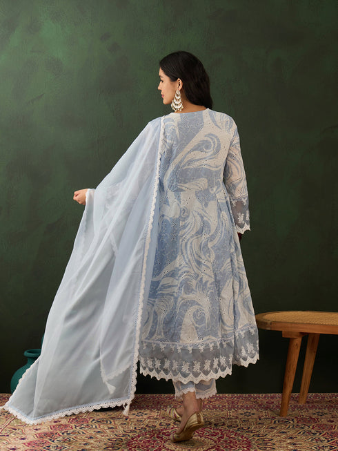 Light Blue Cotton Blend Pant Suit Acy8606 Closure View