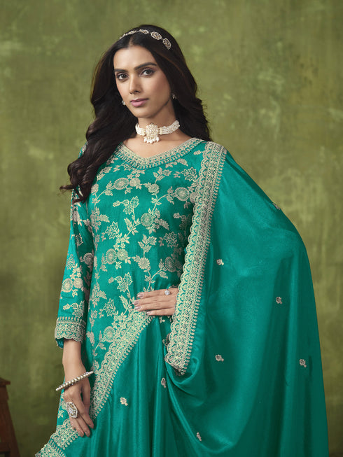 Rama Dola Silk Palazzo Suit Acy8615 Closure View