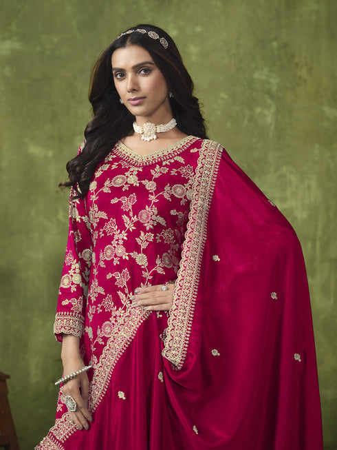 Pink Dola Silk Palazzo Suit Acy8616 Closure View