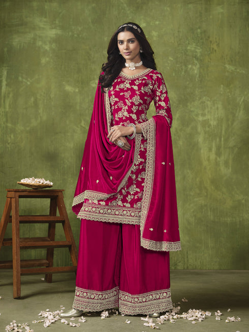 Pink Dola Silk Palazzo Suit Acy8616