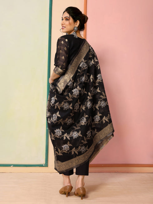 Black Chanderi Pant Suit Acy8620 Closure View