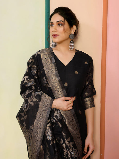 Black Chanderi Pant Suit Acy8620 Back View