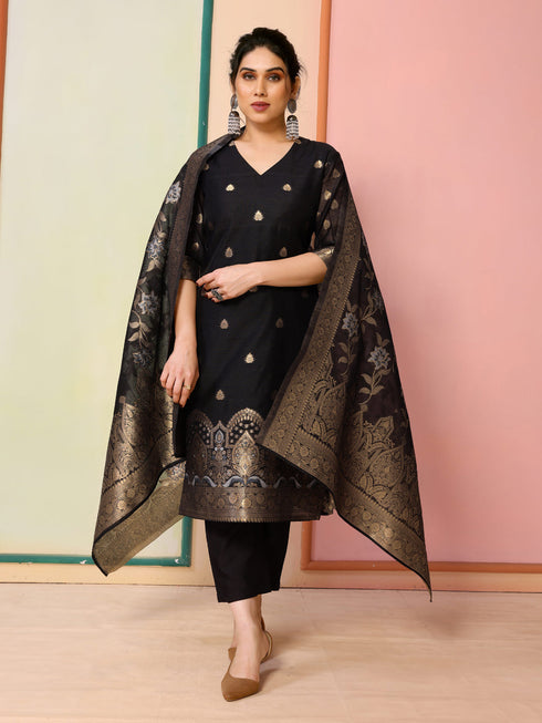 Black Chanderi Pant Suit Acy8620