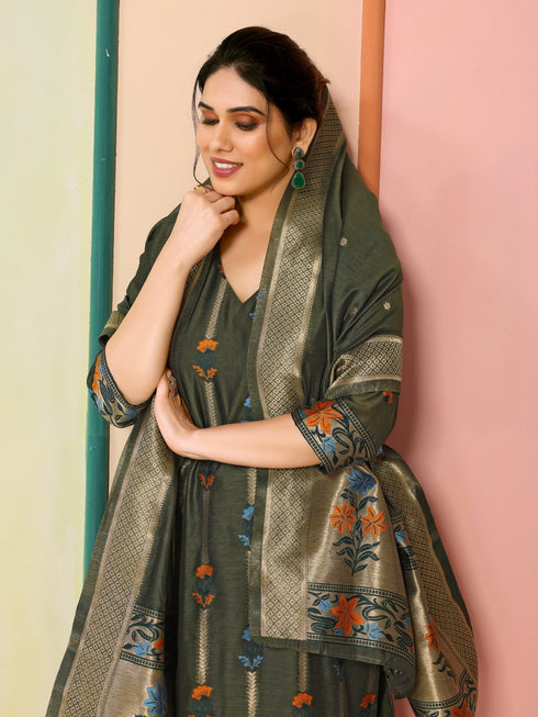 Mahendi Chanderi Pant Suit Acy8622 Back View