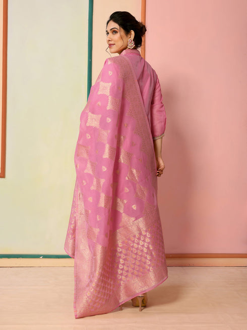 Pink Chanderi Pant Suit Acy8624