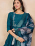 Teal Viscose Chanderi Pant Suit Acy8626 Back View