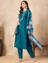 Teal Viscose Chanderi Pant Suit Acy8626 Salwar Kameez