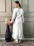 Off White Viscose Chanderi Pant Suit Acy8628 Closure View