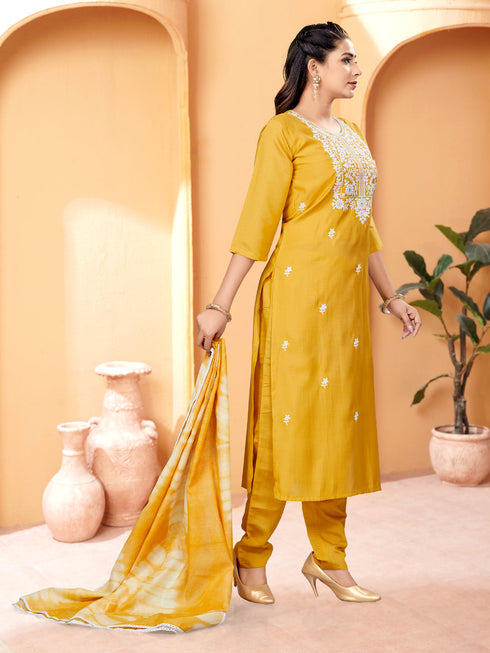 Yellow Viscose Chanderi Pant Suit Acy8630 Salwar Kameez