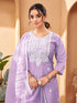 Purple Viscose Chanderi Pant Suit Acy8631 Back View