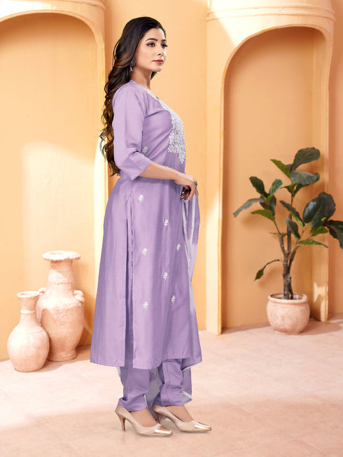 Purple Viscose Chanderi Pant Suit Acy8631 Salwar Kameez