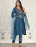 Teal Viscose Chanderi Pant Suit Acy8632 Salwar Kameez
