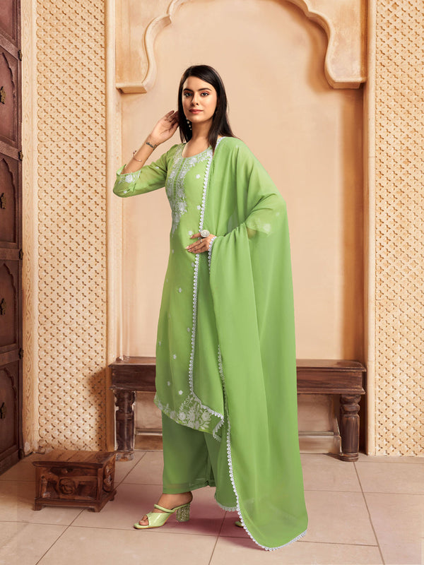 Green Georgette Pant Suit Acy8633