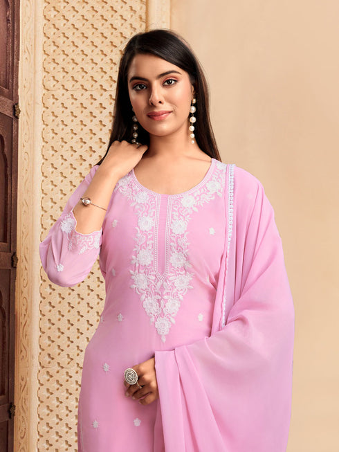 Pink Georgette Pant Suit Acy8634 Back View