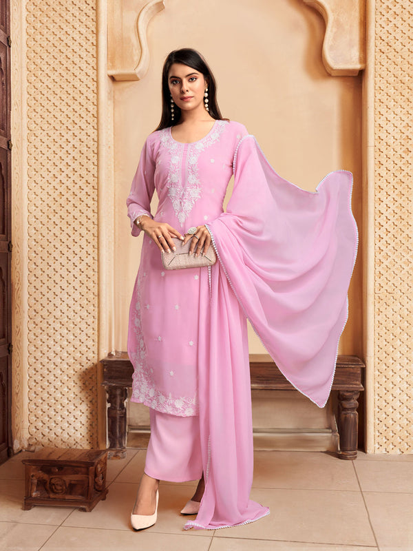 Pink Georgette Pant Suit Acy8634