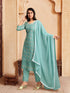 Blue Georgette Pant Suit Acy8635 Closure View
