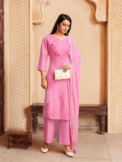 Pink Rayon Pant Suit Acy8636