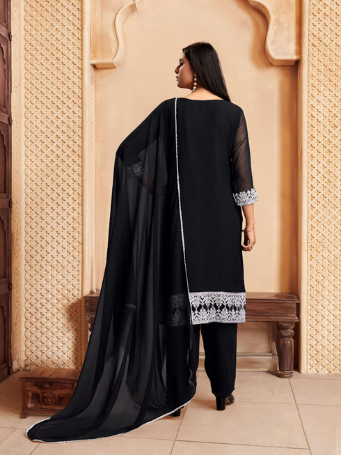 Black Georgette Pant Suit Acy8637 Salwar Kameez