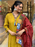 Mustard Viscose Chanderi Pant Suit Acy8657 Closure View