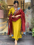 Mustard Viscose Chanderi Pant Suit Acy8657 Back View