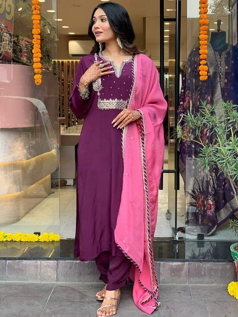 Wine Modal Silk Pant Suit Acy8661 Salwar Kameez