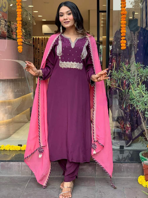 Wine Modal Silk Pant Suit Acy8661
