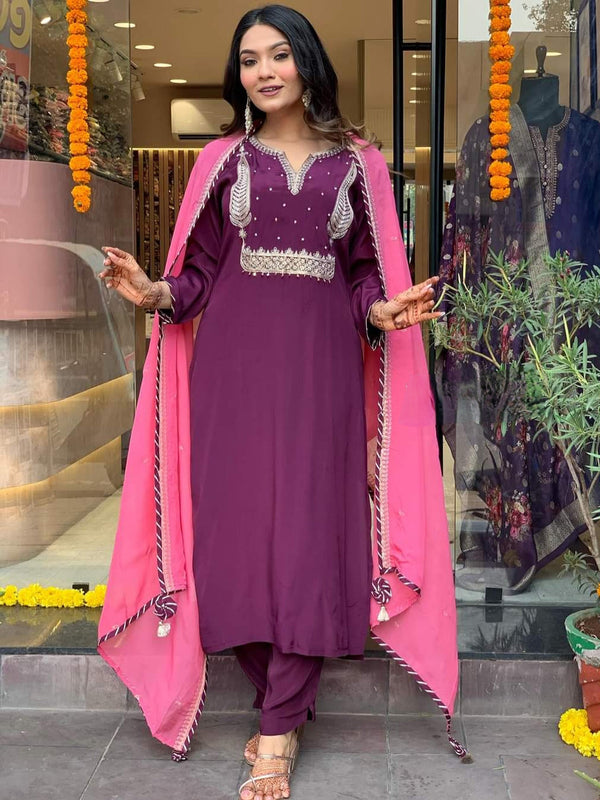 Wine Modal Silk Pant Suit Acy8661