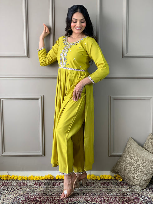 Lemon Viscose Chanderi Pant Suit Acy8663 Salwar Kameez