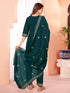 Green Viscose Chanderi Pant Suit Acy8666 Closure View