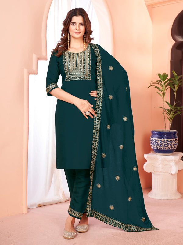 Green Viscose Chanderi Pant Suit Acy8666
