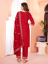 Maroon Viscose Chanderi Pant Suit Acy8667 Closure View