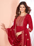 Maroon Viscose Chanderi Pant Suit Acy8667 Back View