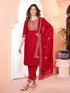 Maroon Viscose Chanderi Pant Suit Acy8667