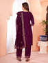 Wine Viscose Chanderi Pant Suit Acy8668 Closure View