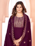 Wine Viscose Chanderi Pant Suit Acy8668 Back View