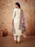 Off White Viscose Chanderi Pant Suit Acy8669 Closure View