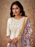 Off White Viscose Chanderi Pant Suit Acy8669 Back View
