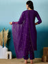 Purple Chanderi Pant Suit Acy8672 Closure View