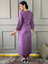 Purple Viscose Chanderi Pant Suit Acy8673 Closure View