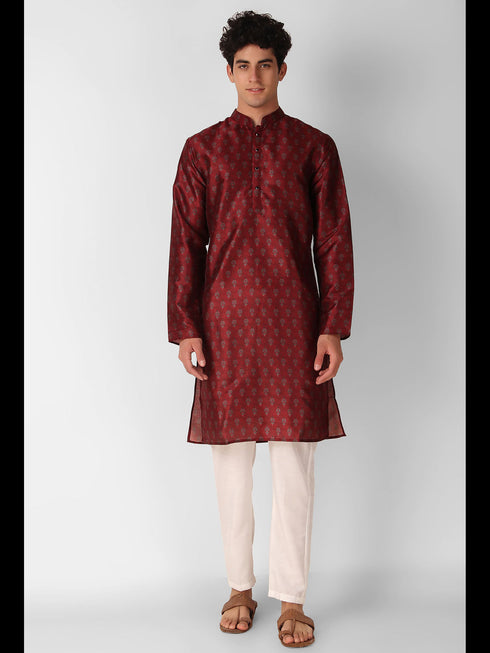 Maroon Kurta Art Silk Payjama