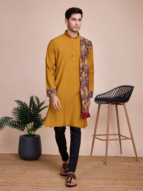 Mustard Kurta Silk Payjama