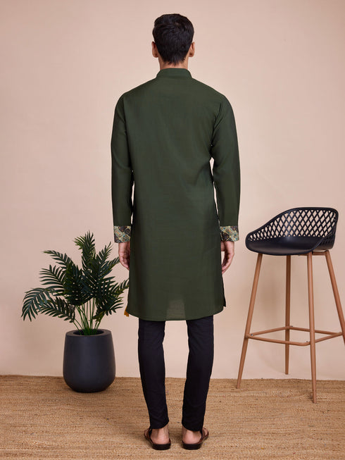 Green Kurta Silk Payjama Closure View