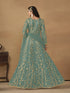 Green Net Anarkali Dress Acy8761 Closure View