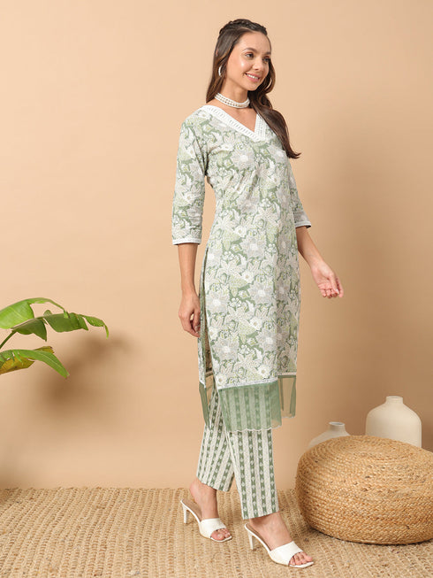 Green Cotton Pant Suit Acy8787 Salwar Kameez
