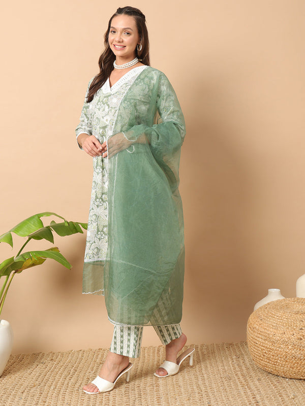 Green Cotton Pant Suit Acy8787