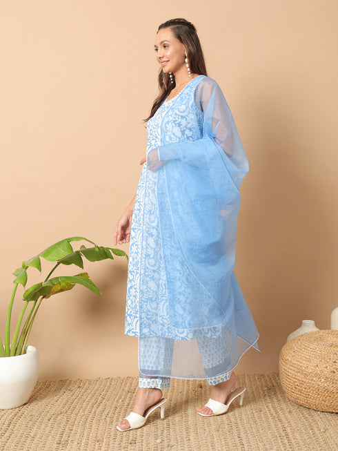 Blue Cotton Pant Suit Acy8788