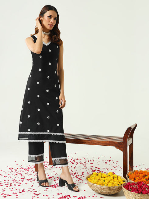 Black Cotton Pant Suit Acy8789 Salwar Kameez