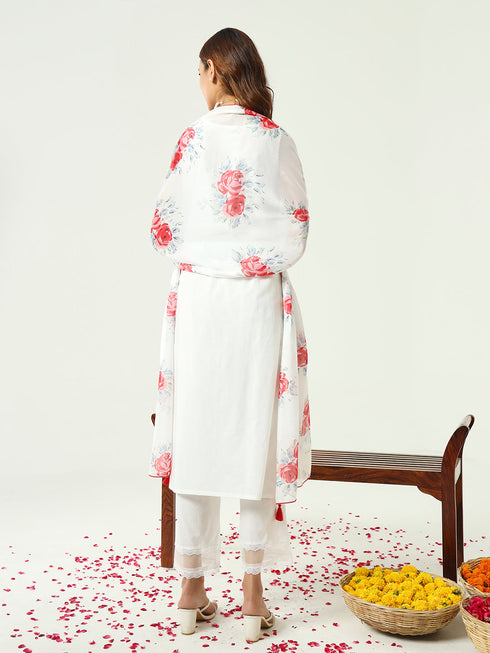 White Cotton Pant Suit Acy8790 Back View