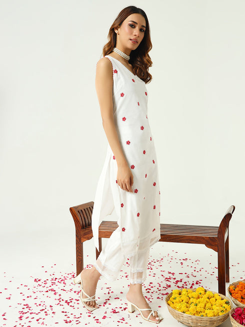 White Cotton Pant Suit Acy8790 Salwar Kameez